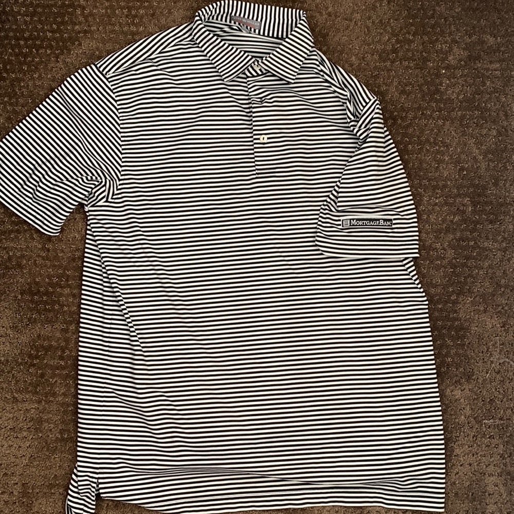 Black and White Stripe, Peter Millar, Large Polo